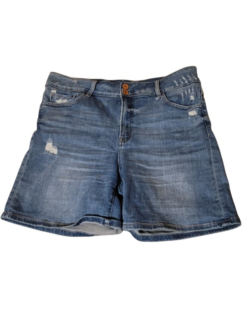VERVET Denim Distressed Double Button Roll Cufted Shorts Size 2X